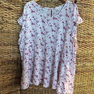 Floral Pink Women's Top 2X Emily Wonder